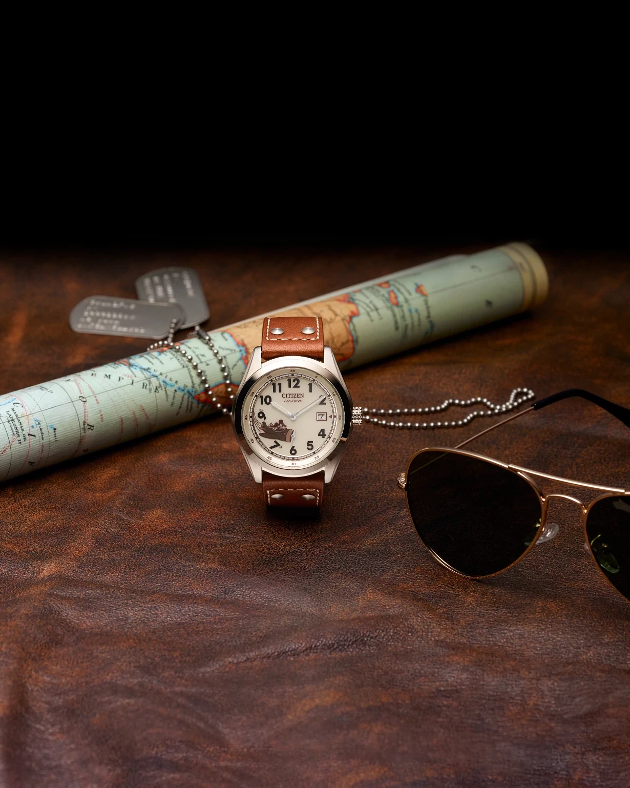 Mickey Aviator Ivory Dial Leather Strap BV1088-08W | CITIZEN